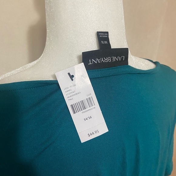 Lane Bryant women's 14/16 deep turquoise side tie front satin blouse NWT - Picture 5 of 5